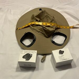 Tan Wide Brim Sun Hat with Accessories